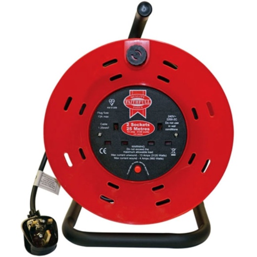 Picture of Faithfull Open Drum Cable Reel 240V (13 Amp - 25 Metres)