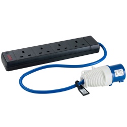 Defender 16 Amp Fly Lead With 4 x 13 Amp 240 Volt Sockets