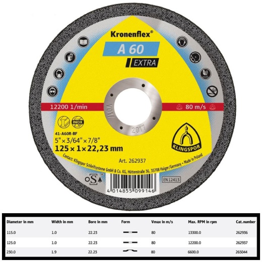Image of Kronenflex Cutting Off Wheel for Metals - A60 Extra